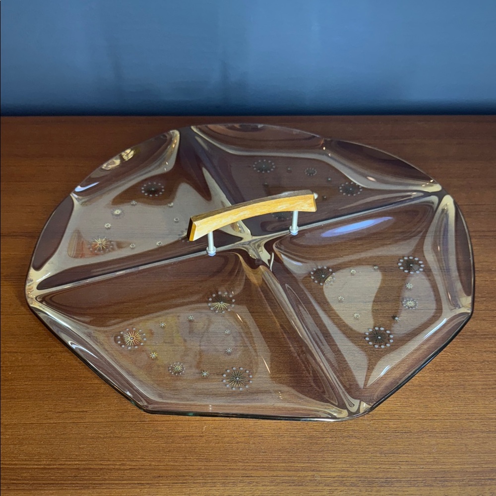 Unique Dorothy Thorpe Glama Glass Atomic Starburst Divided Tray.rare !!